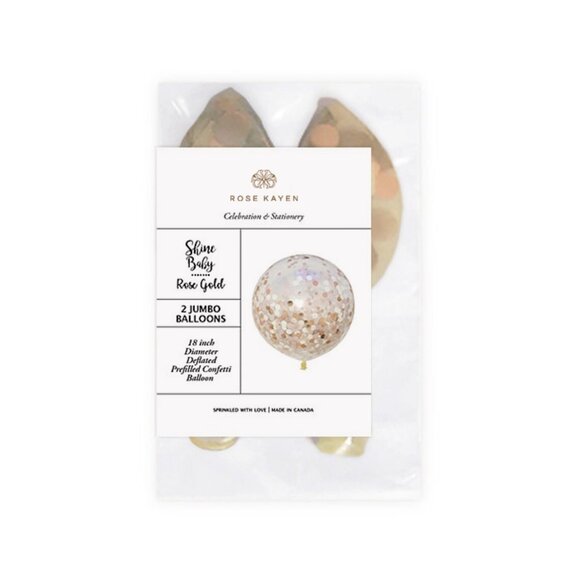 2PC-18 inch Rose Gold Confetti Balloons - Picture 2 of 3